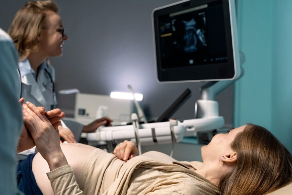 A patient undergoing a diagnostic executive health scan utilizing the best ultrasound in Los Angeles at Beverly Hills Ultrasound Center.