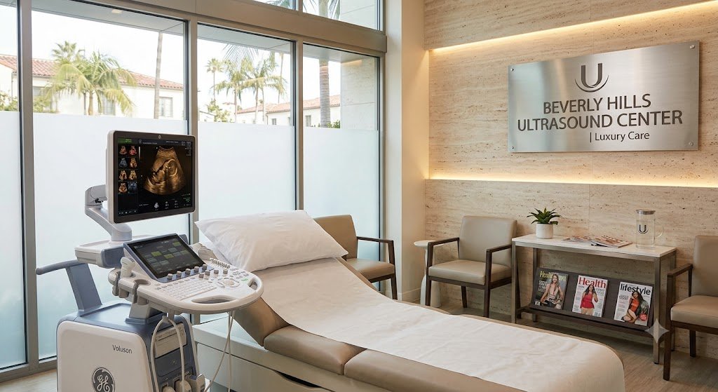 A pristine, spa-like examination room featuring state-of-the-art diagnostic technology at a luxury imaging center beverly hills.